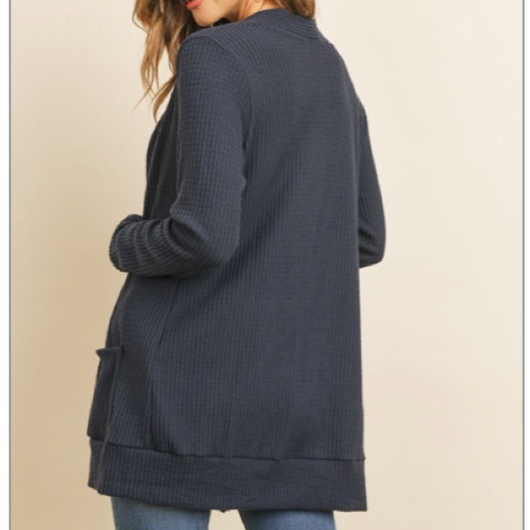 Navy Long Sleeve Open Cardigan - Picture 2 of 2